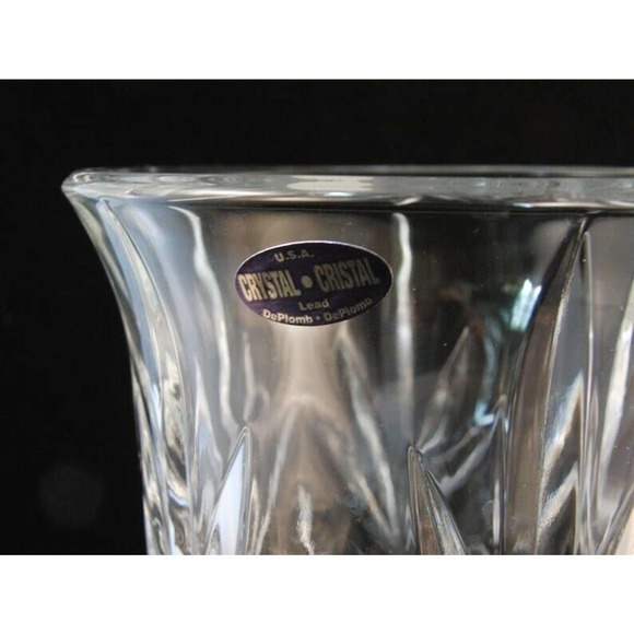 Genuine 24% Lead Crystal Flared Vase by DePlomb Crystal Pineapple Diamond Design - Picture 6 of 8